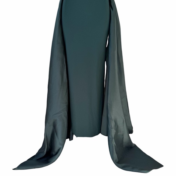 Solace London Rumi Emerald Green Satin Twill Crepe Halterneck Gonwn Size 6 - Picture 5 of 13